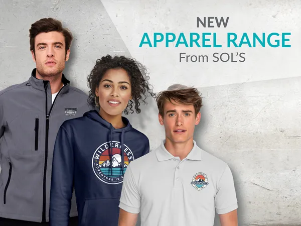 Branded workwear displayed at a promotional clothing store