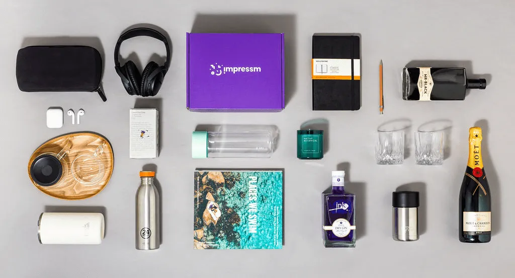 A gift box full of quality, branded gifts